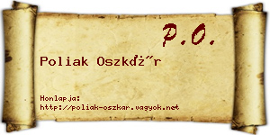 Poliak Oszkár névjegykártya